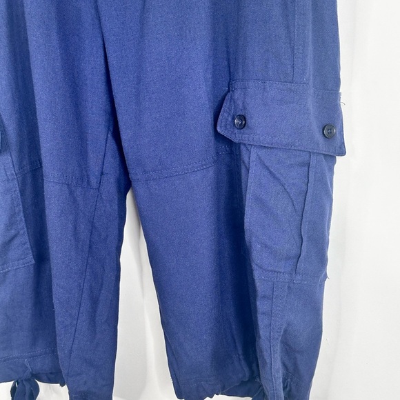 NWT Navy Blue Cargo Capri pants Trust 19" Length Linen blend size 36 - Picture 4 of 11